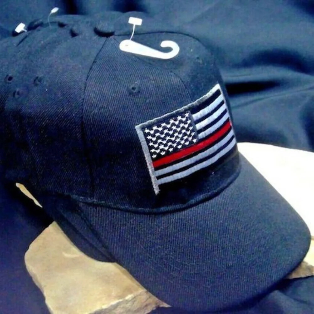 Bundle 6 FireMan USA Red Line Flag Black Baseball Cap Fire Man New